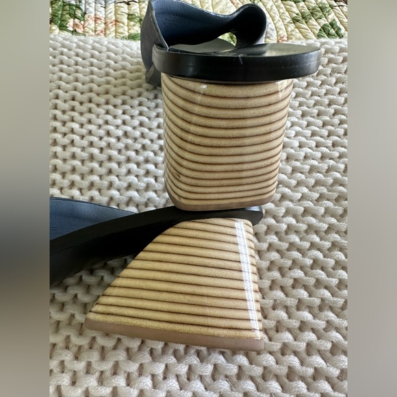 Mercedes Castillo Izar 8.5 High Low Blue suede slides angular heel - Picture 7 of 10